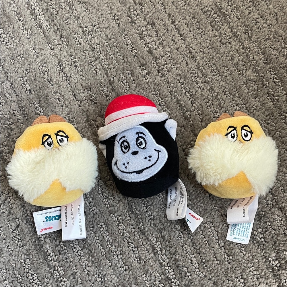 Dr. Seuss Yellow and Black Plush Trio